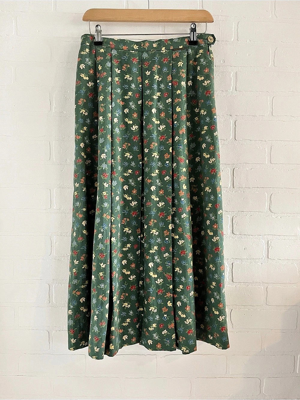 Geiger Collection Floral Linen Midi Skirt Green Size 38